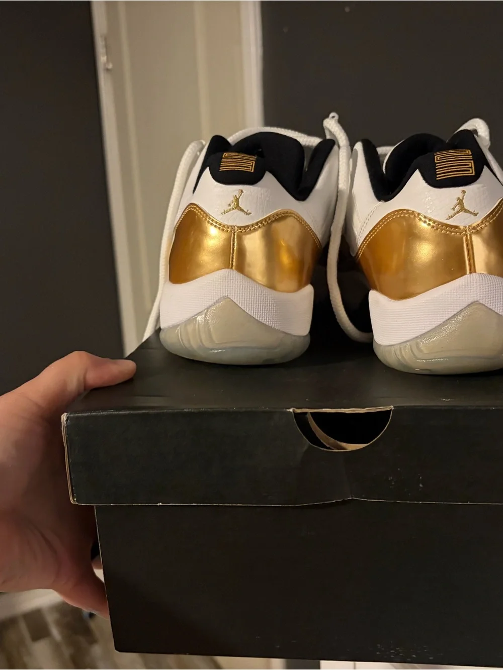 Jordan Men’s Low-Top Sneakers in White and Metallic Gold
